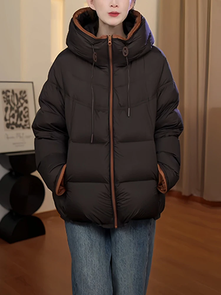 

Women's Retro Hat Cotton Jaet Thi Warm Pure Color Bread Sle Winter New Arrival Korean Loose Fit Long Sve Coat