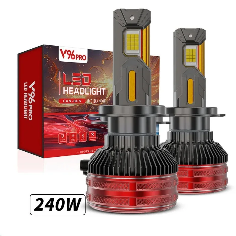 

Four Copper Tube LED Lights 240W High Power 24 Core H4 H7 H1 H11 9005 9006 Laser High Low Beam Auto Front Headlight Bulb For Car