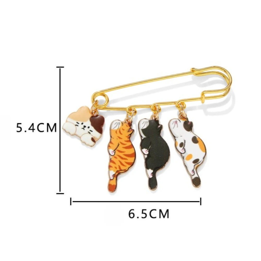 Cute and Lazy Cat Brooch Safety Pin Waist Cincher Personalized Schoolbag Accessories To Match Denim Jackets