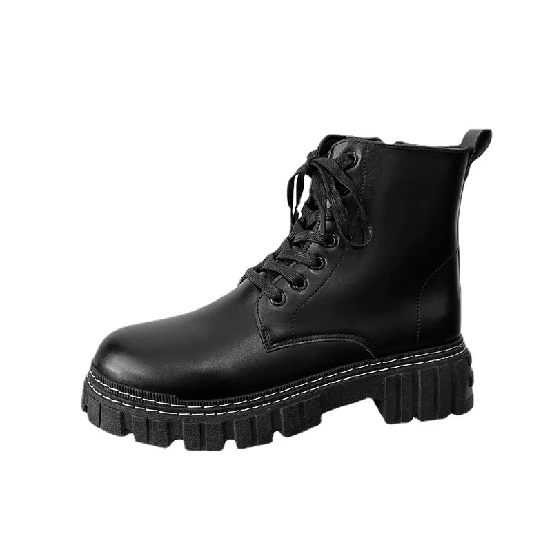 Botas masculinas de tendência em couro PU, tênis de cano alto, tênis punk de motocicleta masculino, estilo de rua casual, moda ao ar livre, nova