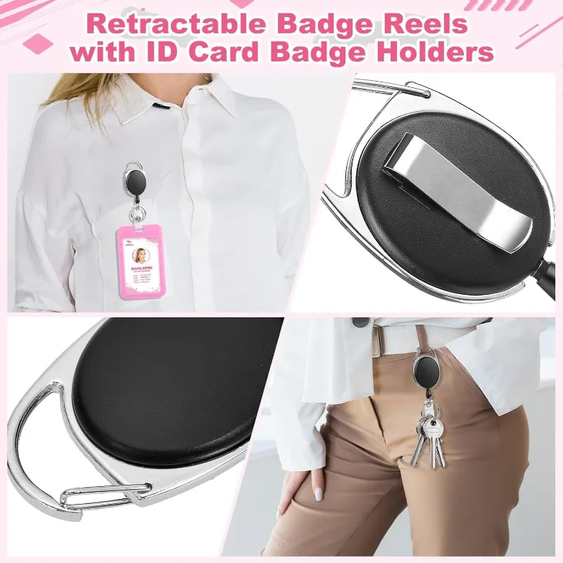1 Set ID Card Sleeve Sliding Cover Card Sleeve Bus Card Sleeve Nurse Student Retractable Name Tag Id Badge Holder