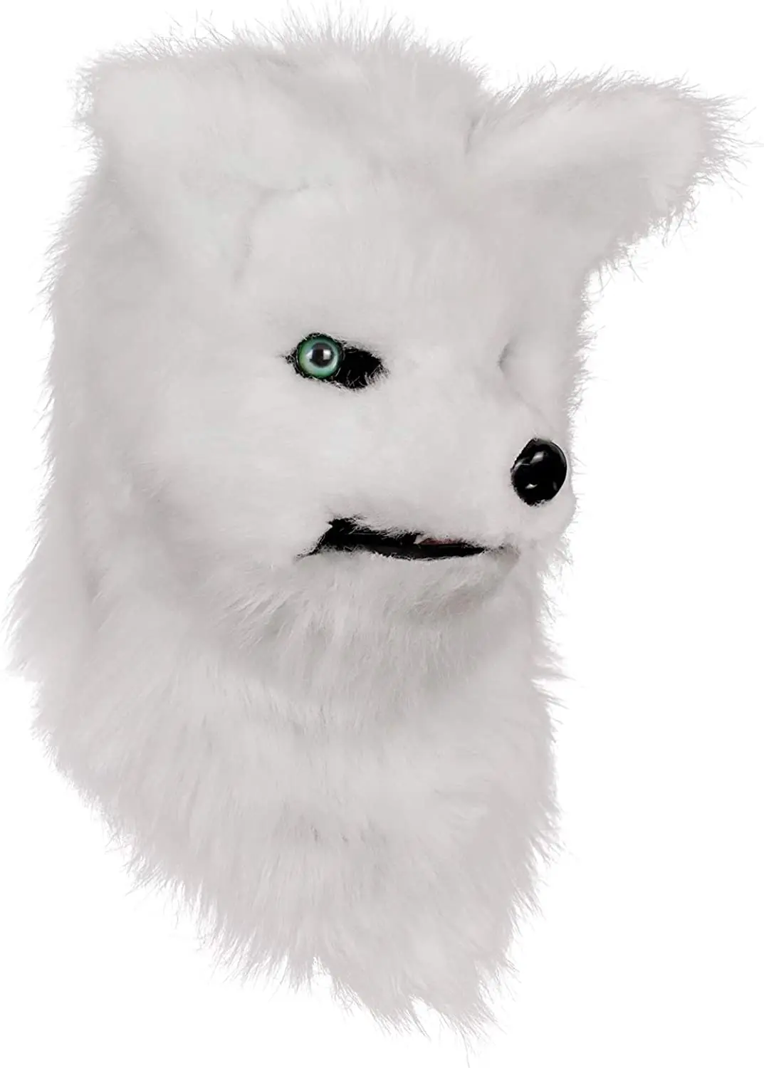 Movable Mouth Fox Mask, Costume Cosplay Mover Wolf Masks, Plush Faux Fur Suit for Halloween Party - White Fox