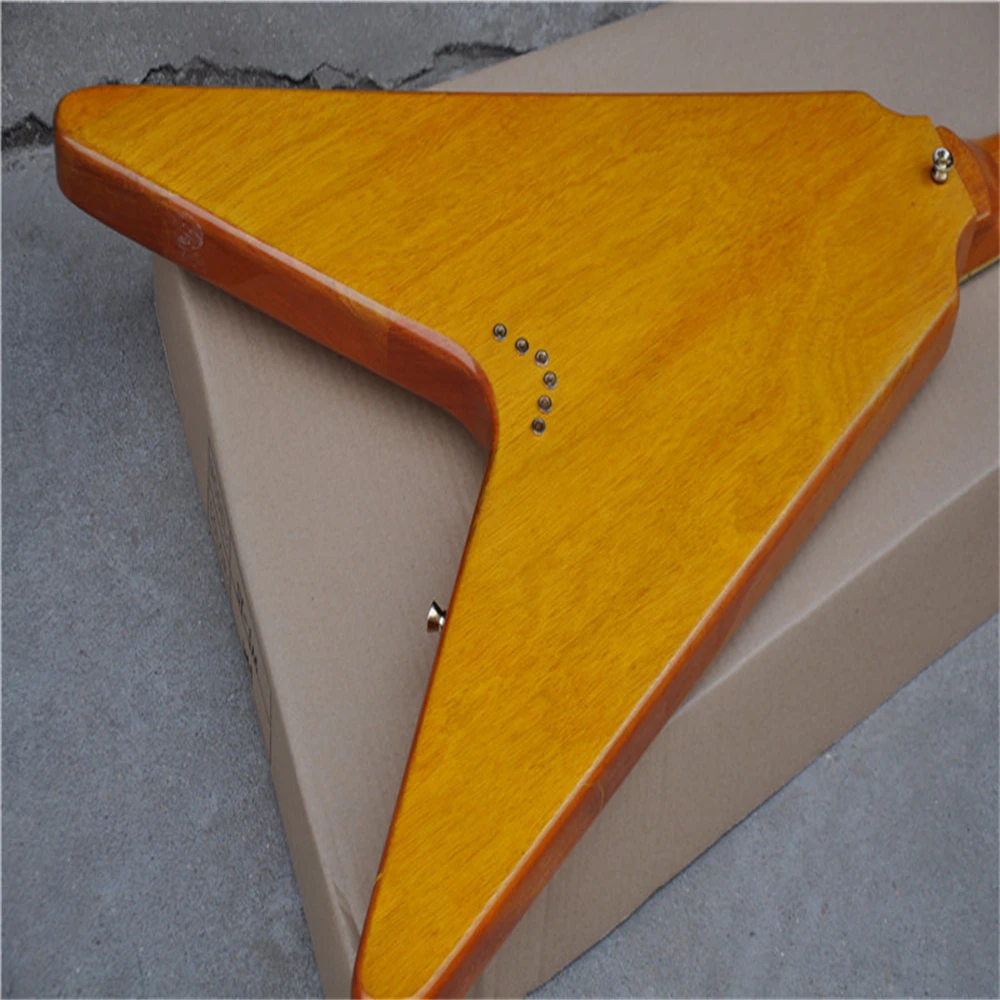 متجر مخصص 58 جيتار كهربائي Flight V مع مقابض سوداء طبيعية