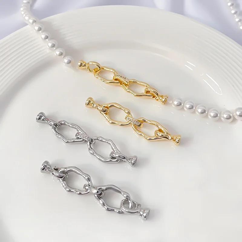 

1 Piece Copper Irregular Double Ring Pearl Connection Buckle DIY Bracelet Necklace Accessorie Jewelry Making Materials Wholesale