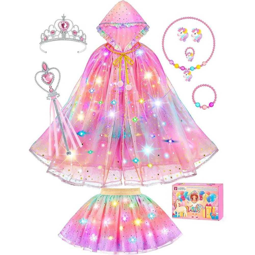 Luminous Unicorn Princess Cloak Festival Celebration Dance Party Glowing Ice Snow Princess Costume Polyester Fiber 100%