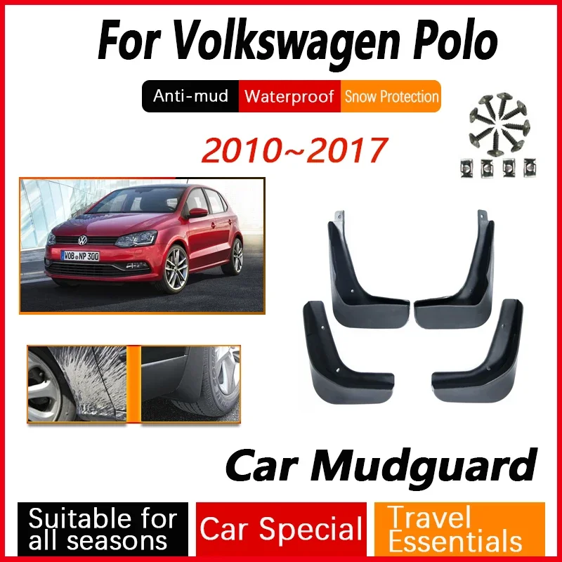 

4PCS Car Mud Guard For Volkswagen VW Polo 6R 6C 2010~2017 Antifreeze Flaps Splash Front Rear Wheel Mudflaps ABS Auto Accessories