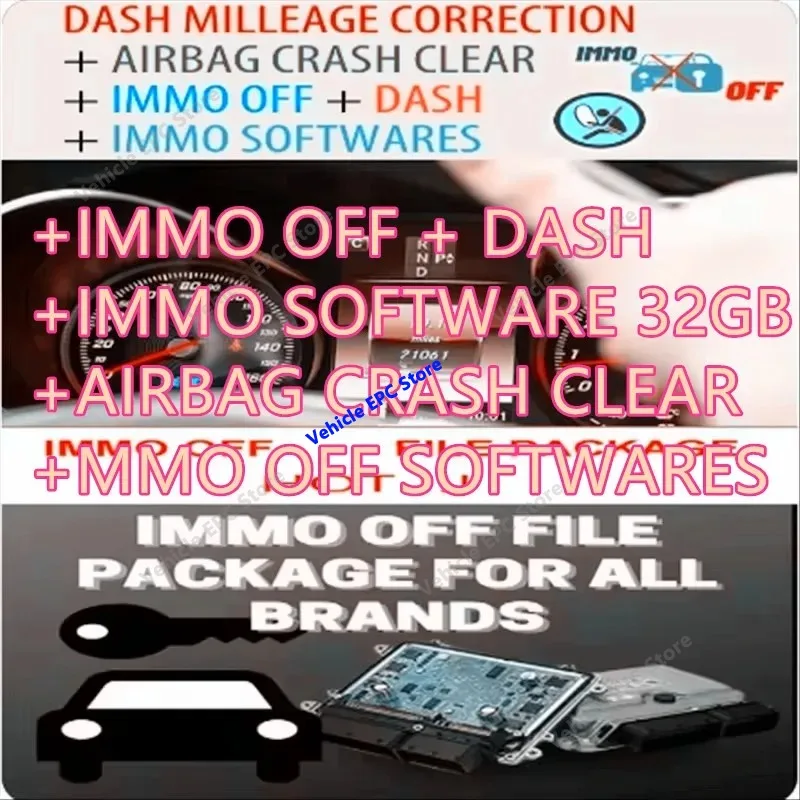 FOR IMMO OFF DASH  IMMO SOFTWARE 32GB  AIRBAG CRASH CLEAR + MMO OFF SOFTWARES FILE PACKAGE Immo Airbag DASH MILLEAGE CORRECTION