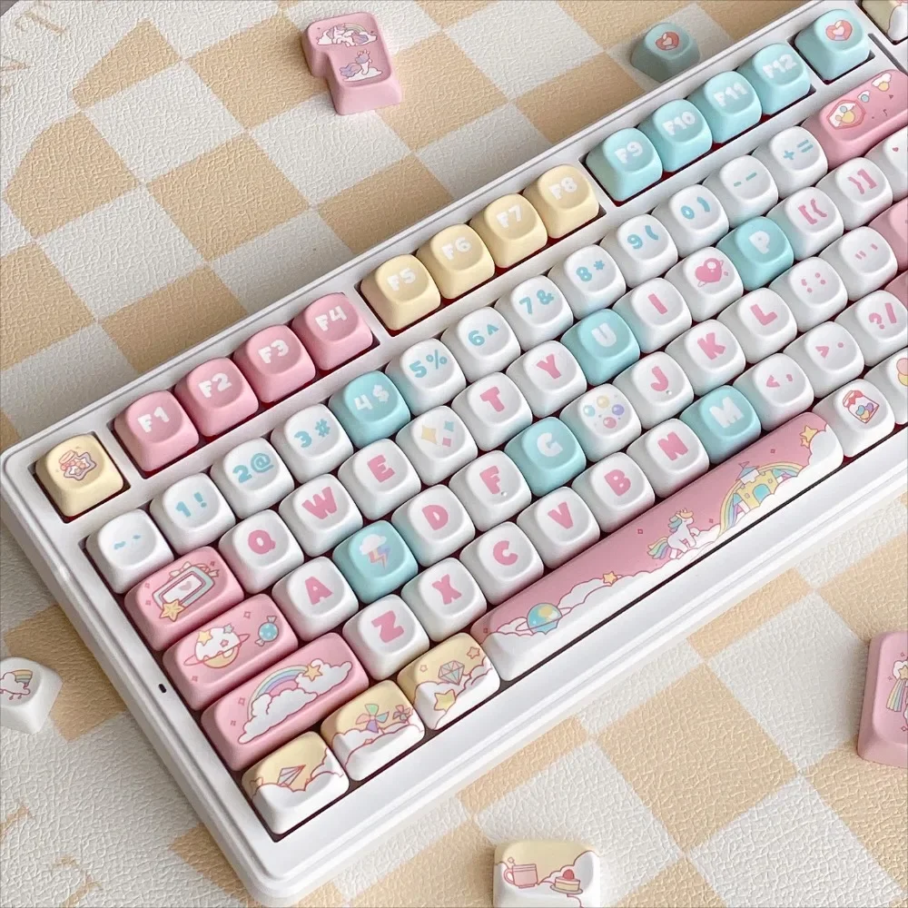 Small Full Set, Rainbow Horse, Keycaps, Sublimation PBT SO Height, Keycaps, Mechanical Keyboard for Gateron Cherry MX Switch