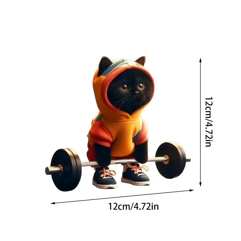 Anime Fitness Cat Figurine Sculpture Modern Office Home Decor Ornaments Cute Barbell Black Cat Statue Collectible Creative Gifts