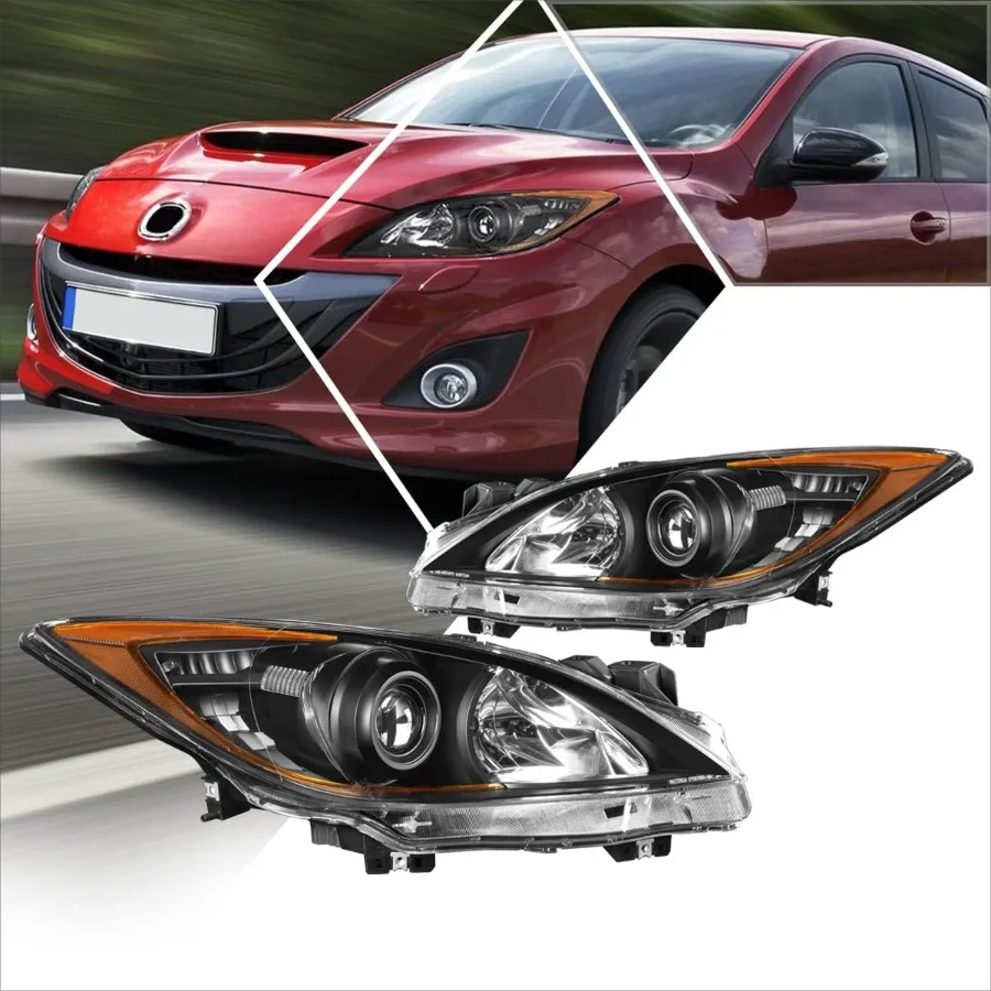 

2Pcs Replacement Projector Headlights Assembly Compatible with 10-13 Mazda 3,Black Housing/Amber Corner