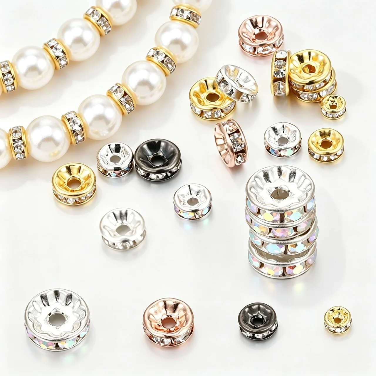 100pcs 4/6/8/10mm Rhinestone Rondelles Spacers Loose Czech Crystal Spacer  Beads DIY Jewelry Making Bracelet Necklace Accessorie