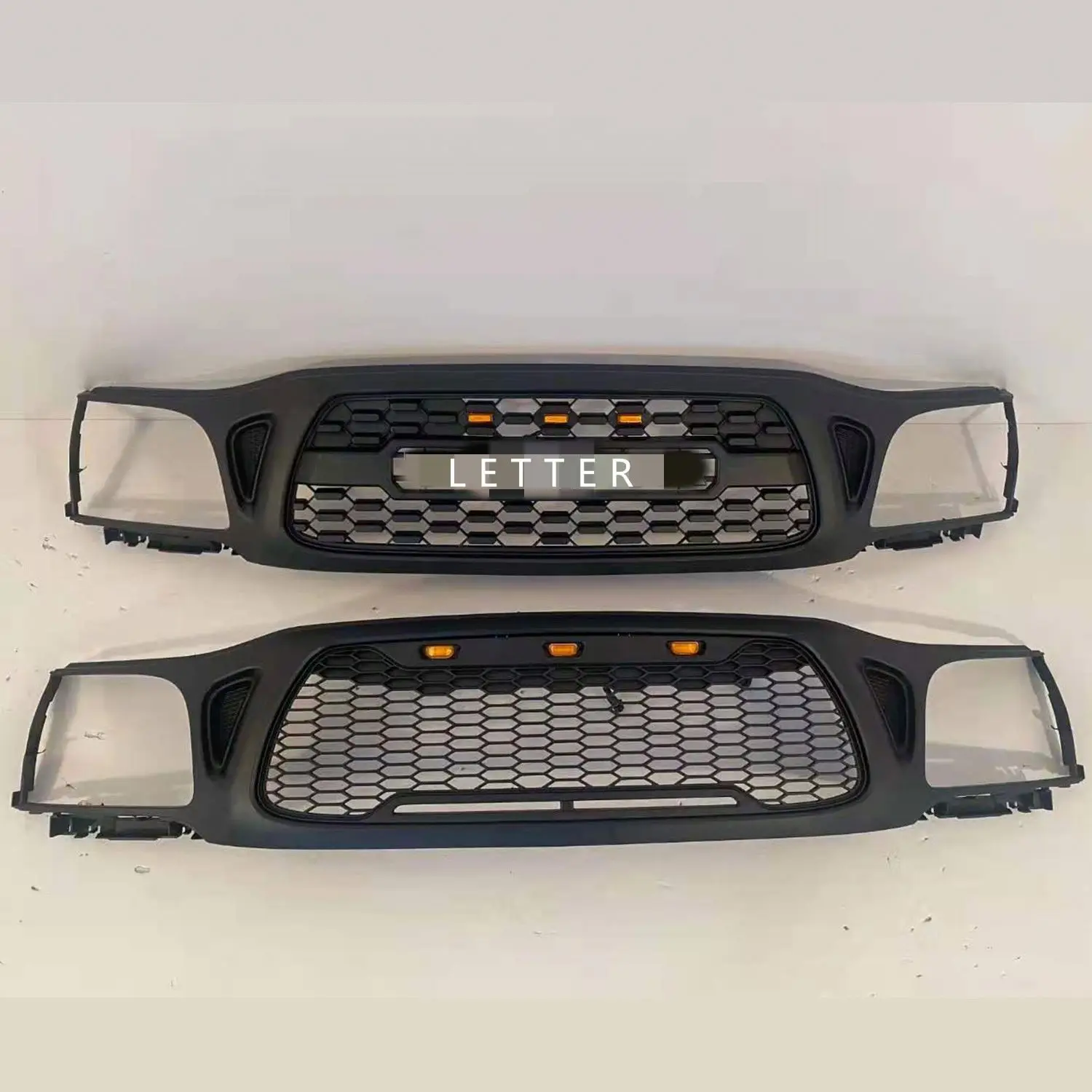 Spedking 2001 2002 2003 2004 pickup accessories ABS car bumper mesh TRD grille with lights for  Tacoma