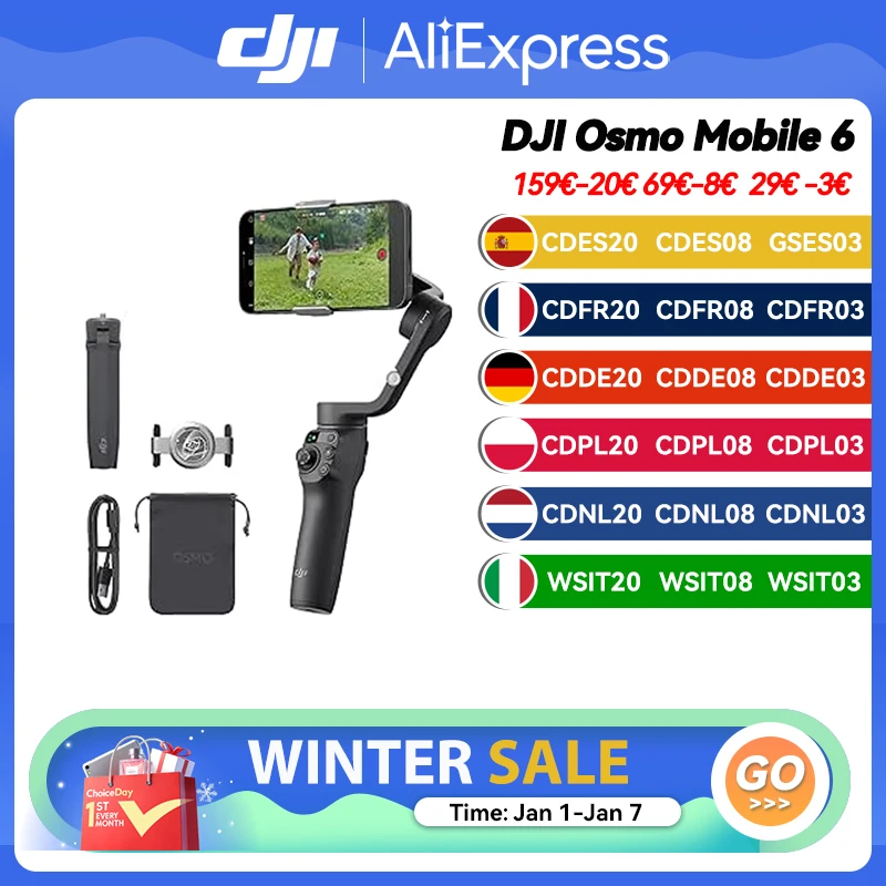 【Ship From FR】DJI Osmo Mobile 6 OM 6 Handheld Gimbal 3-Axis Stabilization ActiveTrack 5.0 Built-In Extension Rod Original