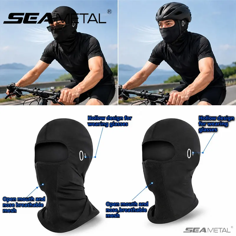 SEAMETAL Motorcycle Balaclava Summer UV Protection Face Mask Breathable Ice Silk Cooling Mask For Men Women Cycling Running
