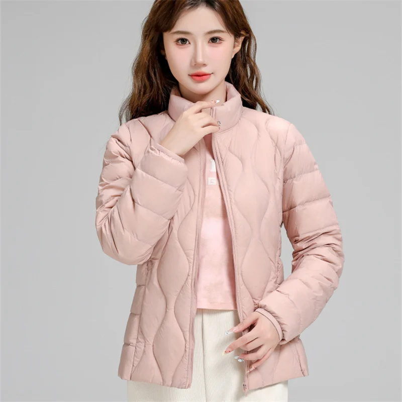 

Autumn Winter Women Light Thin White Duck Down Coat Satnd Collar Bigsize Down Jacket Parkas Female Warm Short Puffer Outwears