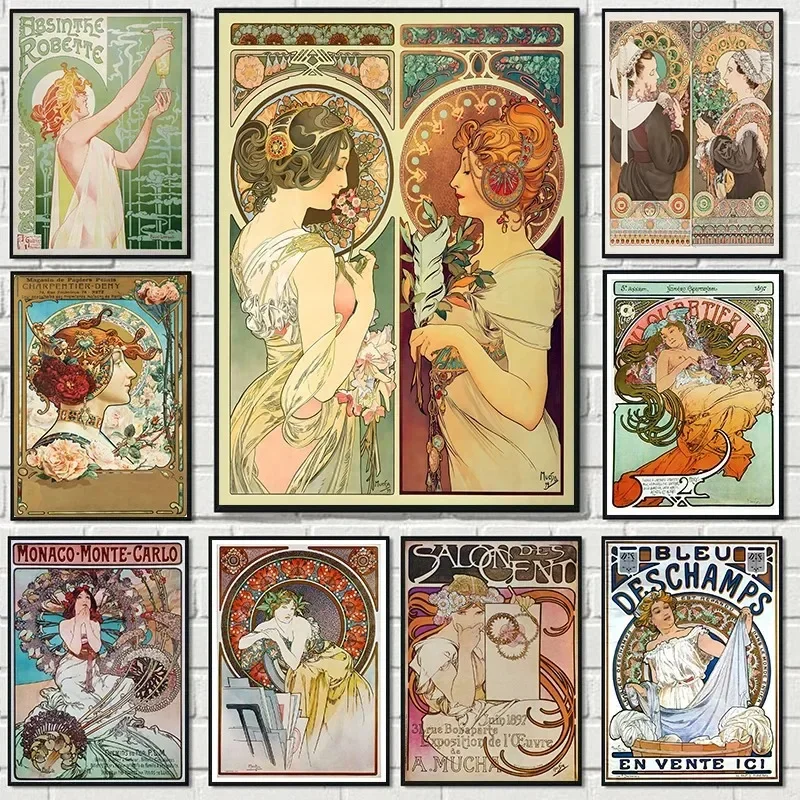 Vintage Alphonse Mucha Art Nouveau Canvas Print  Classic Artwork Poster for Wall Decor Home Room Decoration Art Pictures