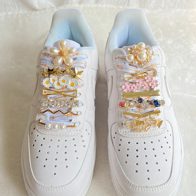 

Shoelaces Clips Decoration Shoelace Buckle Shoes Charm AF1 Sneakers Pearl Shiny Rhinestones Women Girl Shoe Laces Decorative 1Pc