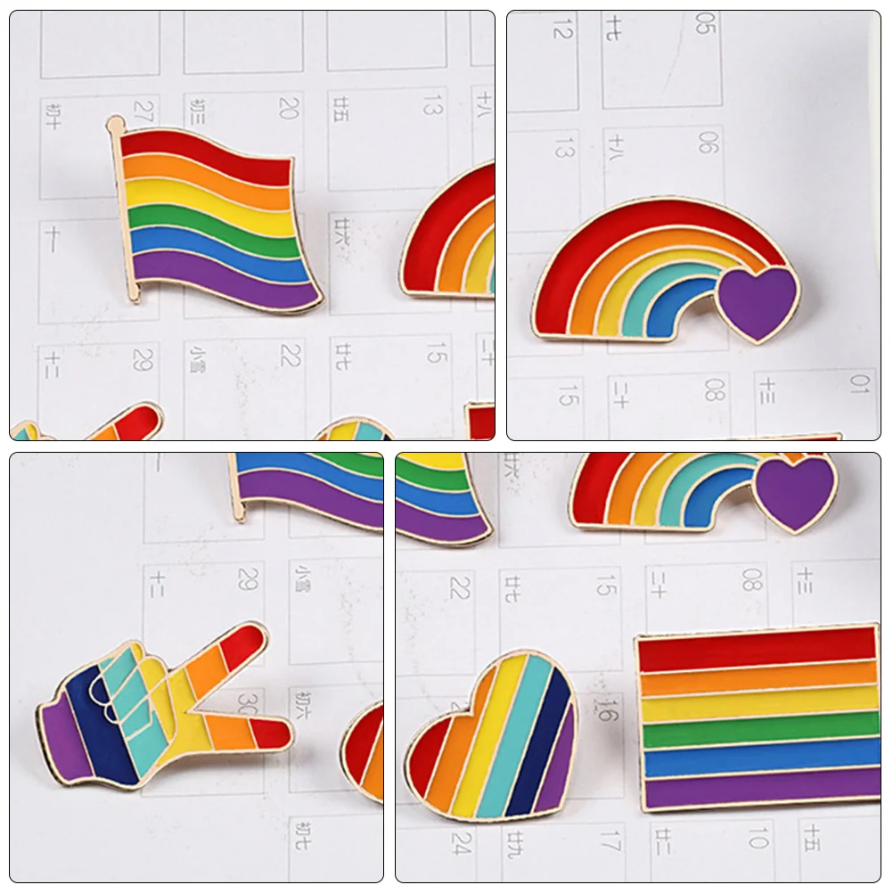 

5Pcs Decorative Rainbow Breastpin Alloy Brooch Hearts Homosexual Clothes Accessory