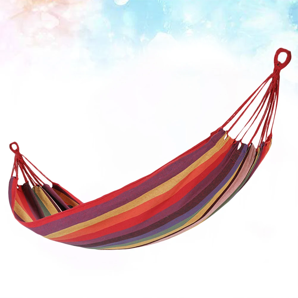 

Outdoor Canvas Single Hammock 280x100cm Stripes Pattern Portable Lightweight Camping Travel Relaxation Swing Outdoor Hammock