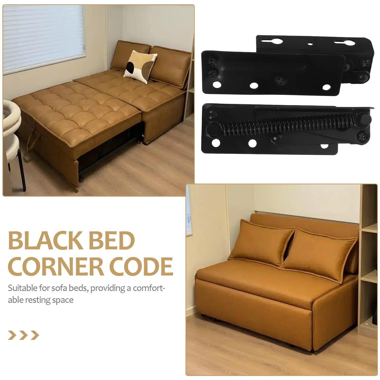Bisagra para sofá cama, diseño de Metal duradero, fácil montaje, accesorios de elevación de muebles, soportes de esquina para cama, bisagras para puertas de gabinete, 2 uds.