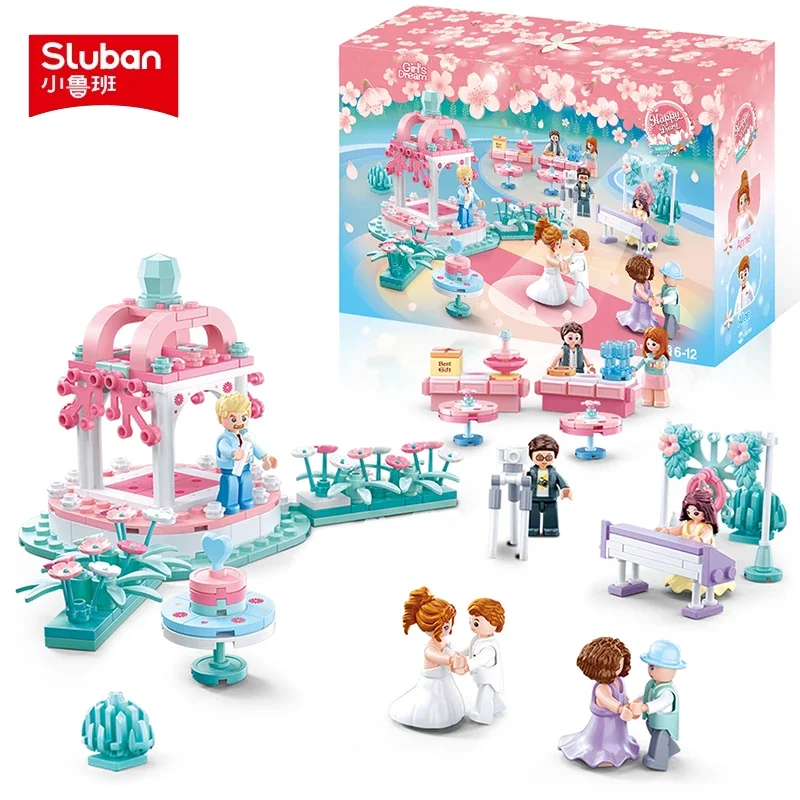 353PCS Wedding Dance Building Blocks Wedding Party Scene Model Bricks With Figures Kids DIY Educational Toys Girl Play House Toy