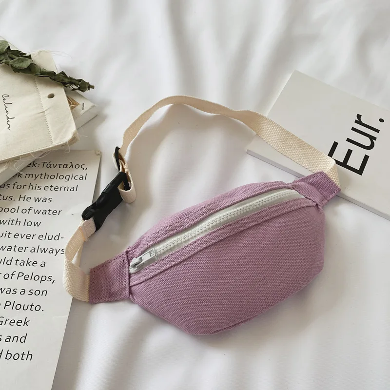 Cute Children Waist Bag High Quality Canvas Belt Bags Designer Crossbody Chest Bag Female Solid Fanny Pack Hip Purse