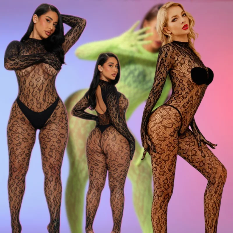 

Эротическое нижнее белье с вырезами, женское леопардовое ажурное нижнее белье, ажурные чулки, порно костюмы, открытый бюстгальтер, Тедди, Babydoll, сексуальное нижнее белье