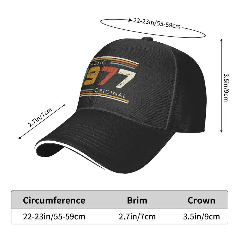 Custom Classic 1977 Original Years Birthday Baseball Cap Men Women Breathable Dad Hat Streetwear