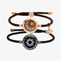 TOTWOO Long Distance Bracelets For Couples Vibration & Light Up Bracelet, Sun&Moon Touch Bracelets with Milan Rope Smart Jewelry