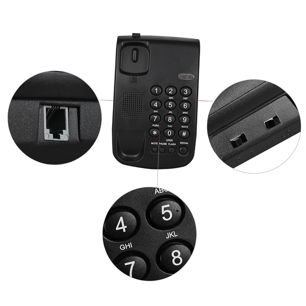 Tragbares schnurgebundenes Telefon, Telefonpause, Wahlwiederholung, Blitzgerät, Stummschaltung, mechanisches Schloss, an der Wand montierbare Basis, Mobilteil für Home Call Center