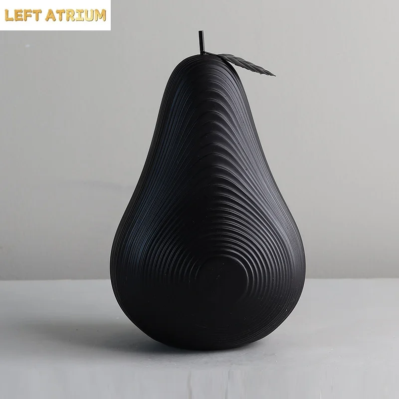 High-end Line Apple Pear resin Crafts Black White Decoration Creative Living Room Countertops Fruit Sculpture Home Decor Gift
