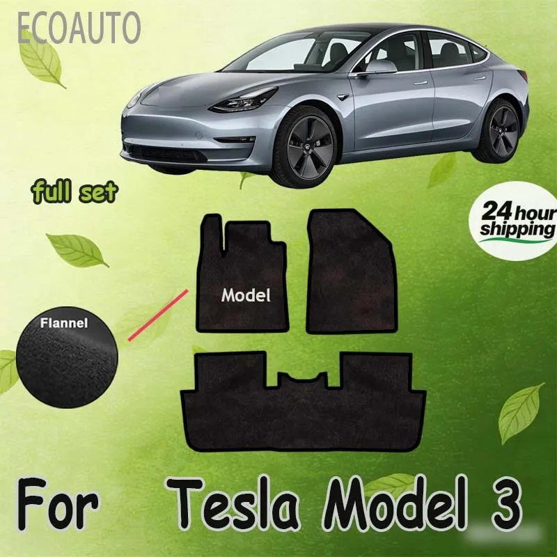 

Velour mats Car Floor Mat For Tesla Model 3 2018~2022 Rugs Panel Footpads Carpet Cover Anti-slip Foot Pads Auto Accessories
