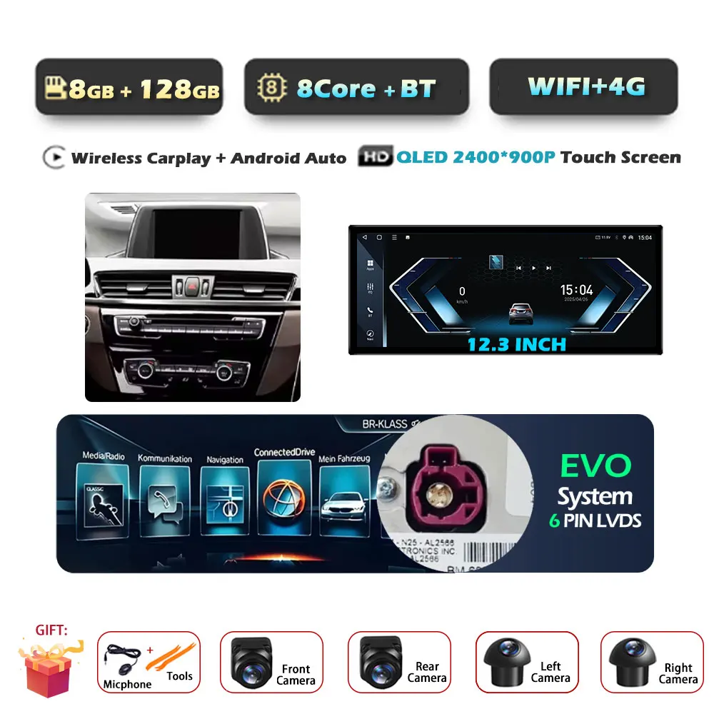 Voor BMW X1 F48 2016-2019 NBT/EVO Systeem Android 15 GPS Navigatie WiFi Auto Audio Multimedia Speler DSP Stereo BT Touchscreen