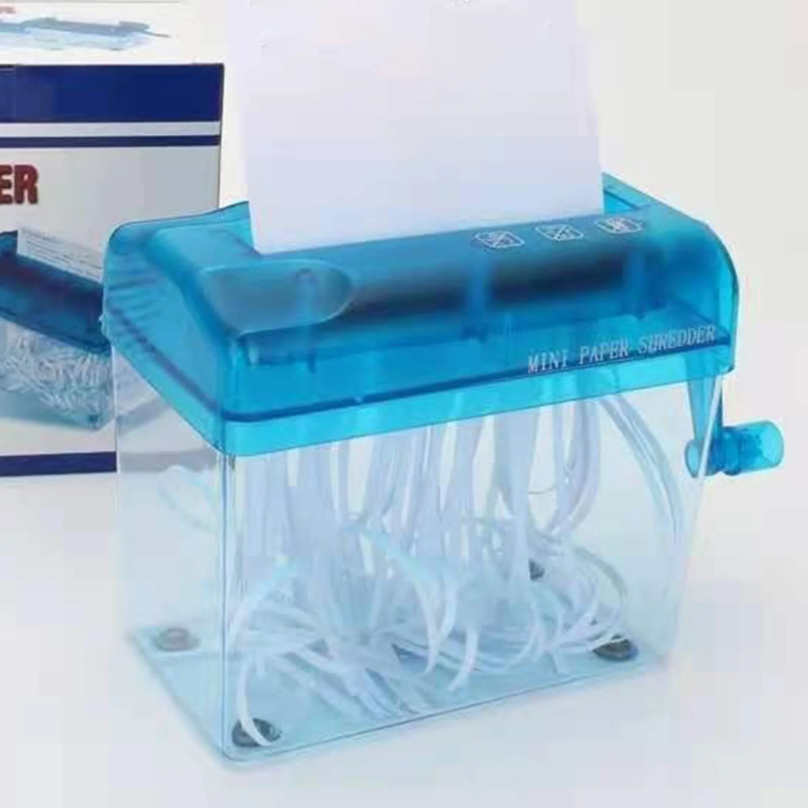 Portable Manual Paper Shredder Easy to Use with Transparent Plastic Window Bin Suitable for Home Office Shelf