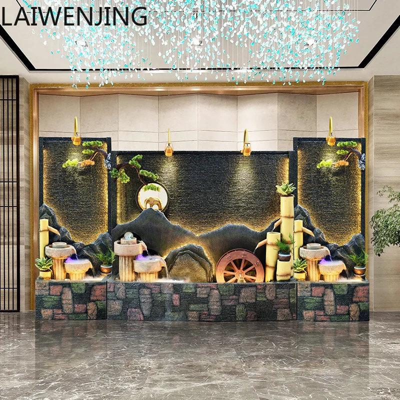 

HLZ Water Curtain Wall Water Flowing Wall Screen Lobby Landscape Decoration Entrance Floor Ornament