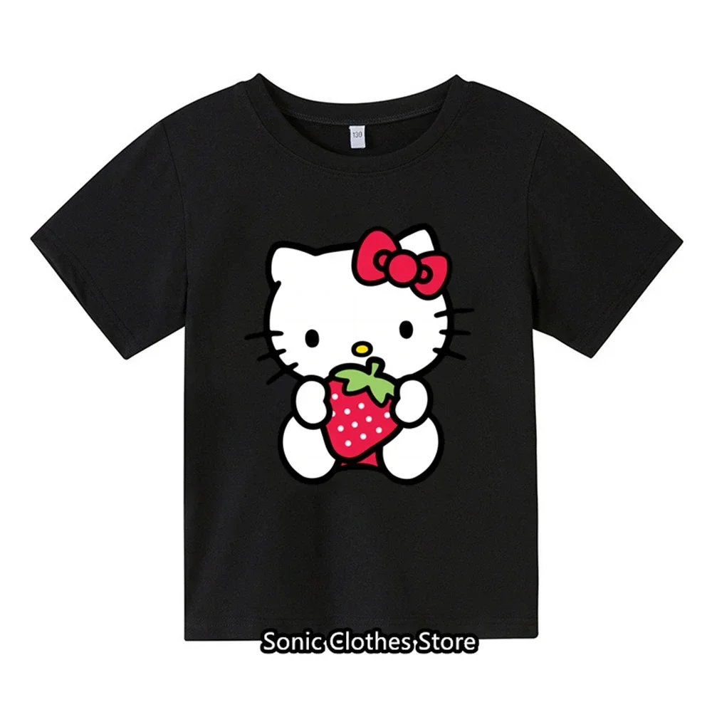 Hello Kitty Kawaii Children's Fashion Girls' Clothing Summer Boys' Clothing Children's T-shirts Preschool Casual Short Sleeves