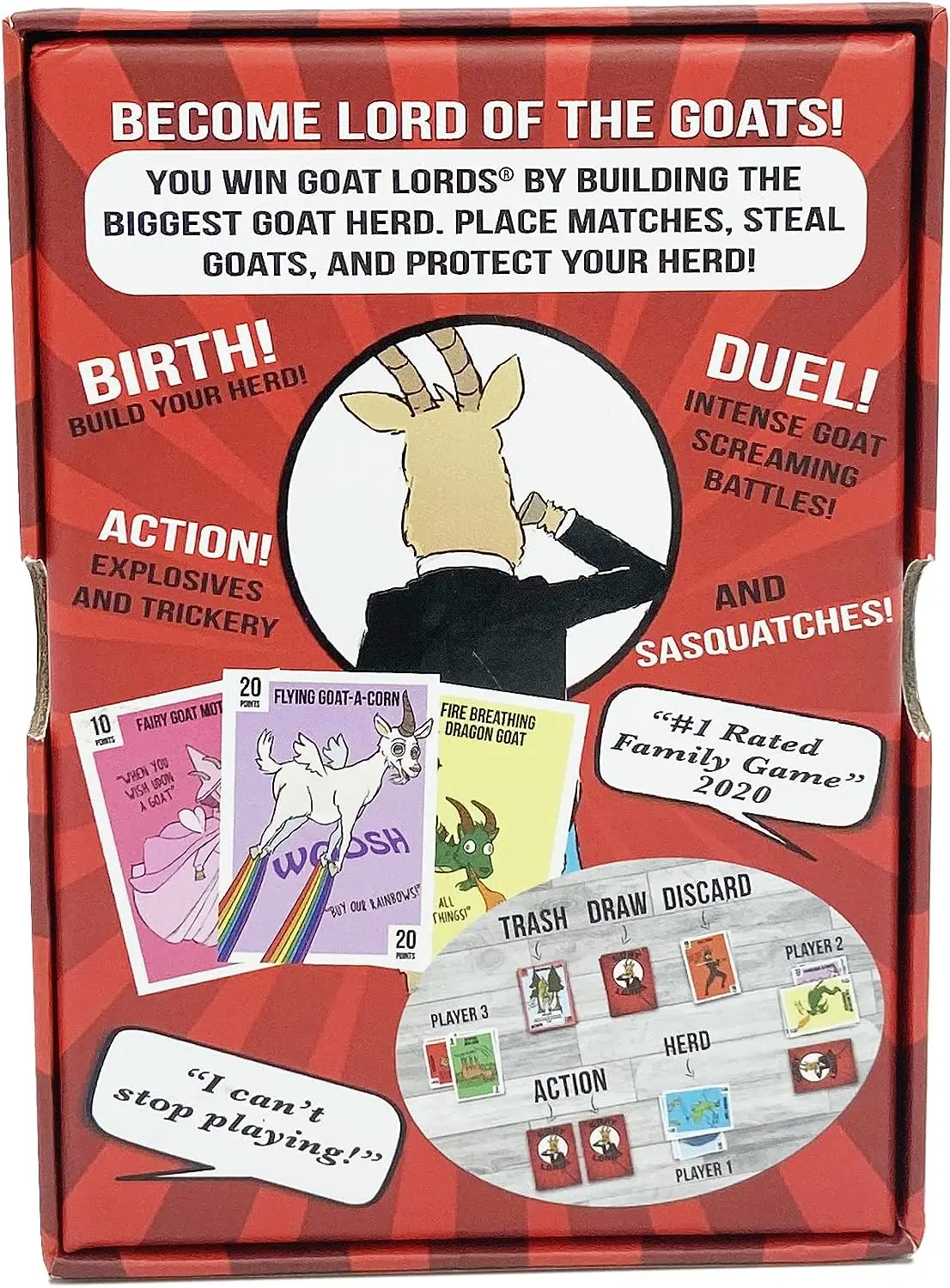 Gatwick Games Goat Lords, Hilarious, Addictive and Competitive Card Game with Goats, Best Card Games , Adults, Teens, and Kids