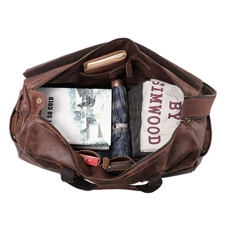 Viagem curta fosco couro genuíno bolsa de viagem dos homens do vintage cabeça camada textura horizontal crossbody saco