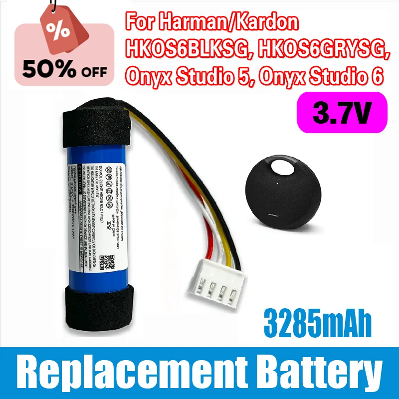 

Speaker Battery 3.7V 3285mAh for Harman/Kardon HKOS6BLKSG, HKOS6GRYSG, Onyx Studio 5, Onyx Studio 6 Battery
