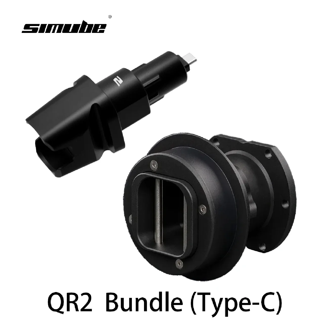 Simube In Stock Black QR2 Bundle (Type-C) Quick Release for Fanatec  Wheel-Side & QR2 Base-Side (Type C Port)