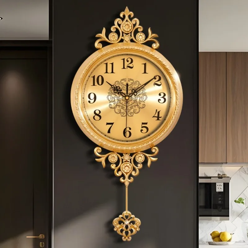 Aesthetic Wall Clock Luxury Elegant Wall Watch Decorative Large Pendulum Clocks Minimalist Silent Vintage Living Room Watches