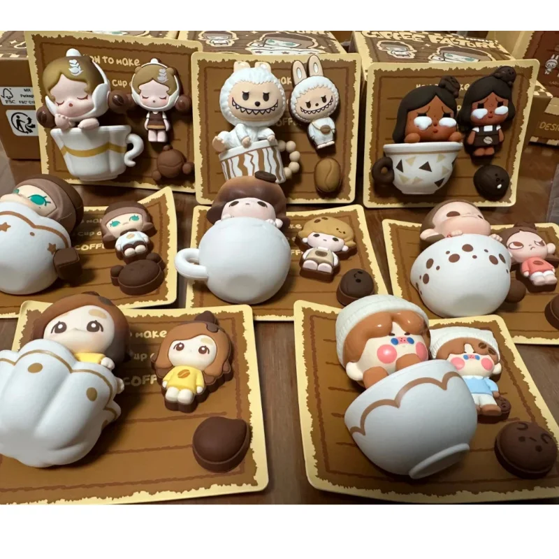 

Pop Mart Bubble Mengli Coffee Factory Series Украшение отверстий Mystery Box Подлинная глухая коробка Guess Bag Орнамент Статуэтки для дома