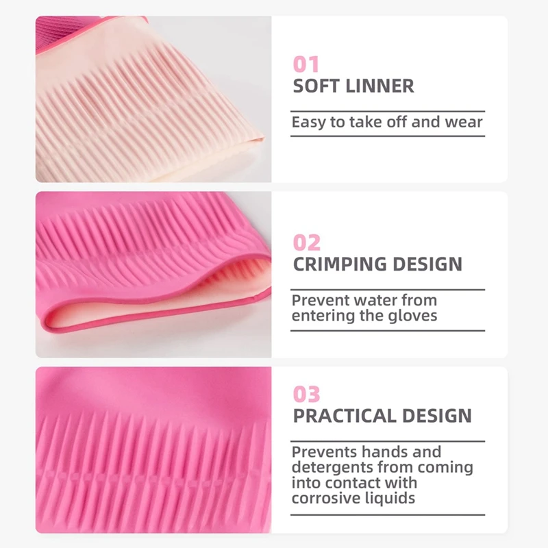 장갑 2쌍 식기 세척 청소 고무 장갑, 재사용 가능한 방수 주방 장갑, 미끄럼 방지, M