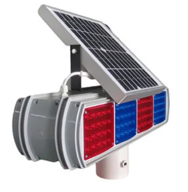 CadSolar Waterproof Double-Sided Solar LED Traffic Warning Light 20 Ultra Bright Red Blue LEDs 1000m+ Visual Distance IP65