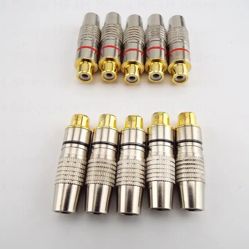 2/4/10pcs Balck Red Gold plated RCA Female Jack Plug Solder Audio Video Adapter Connector rca Female Convertor  Cable V27