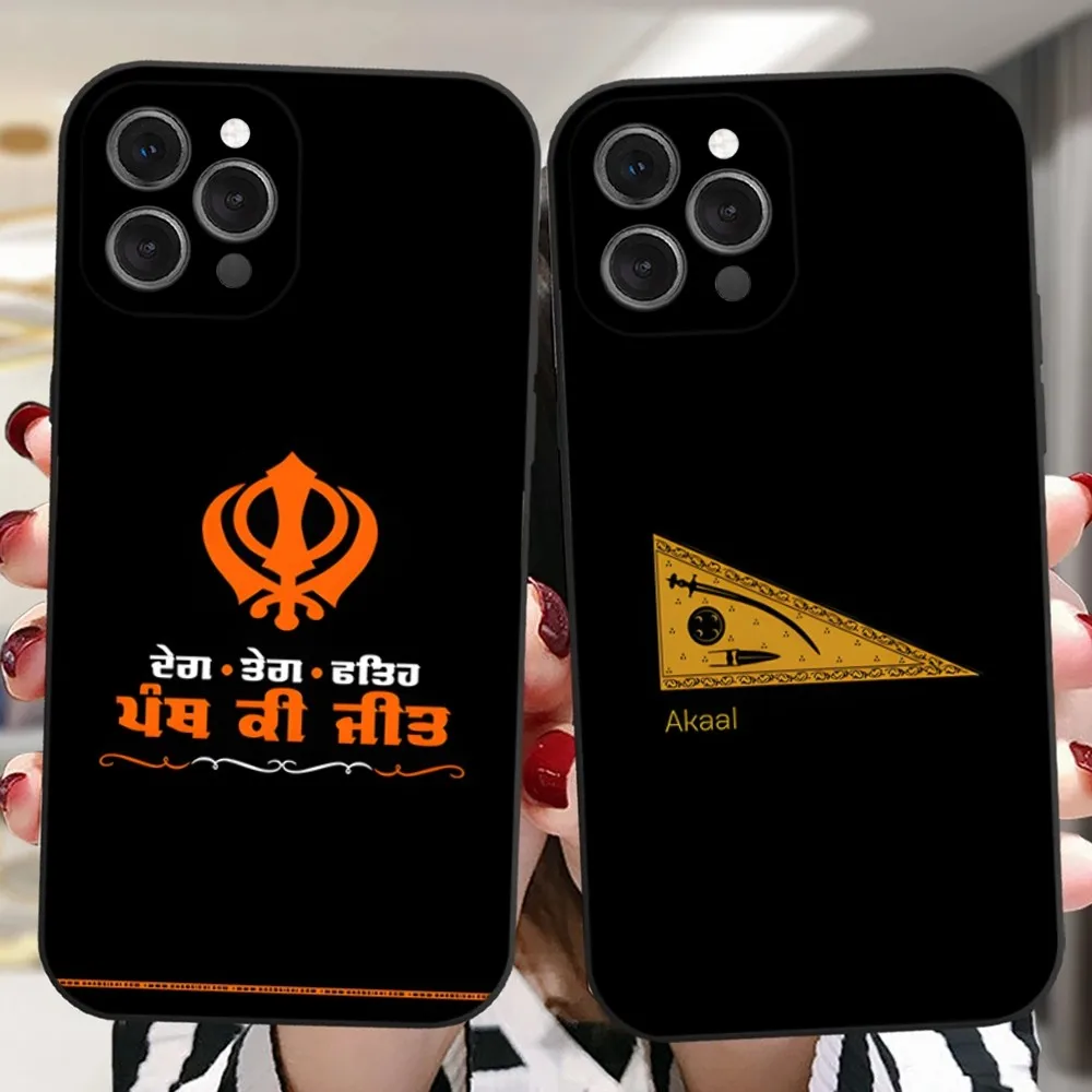 Sikh Khanda Sikhism Phone Case For iPhone 16,15,14,13,12,11 Plus,Pro,Max,XR,XS,X,7,8 Plus,SE,Mini Silicone Soft