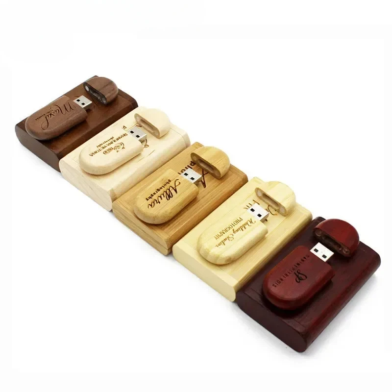 SHANDIAN USB 3.0 1PCS free custom logo USB Flash Drive  Oval Pendrive 4GB 16GB 32GB 64GB Gift Pen Drive with Wooden Box