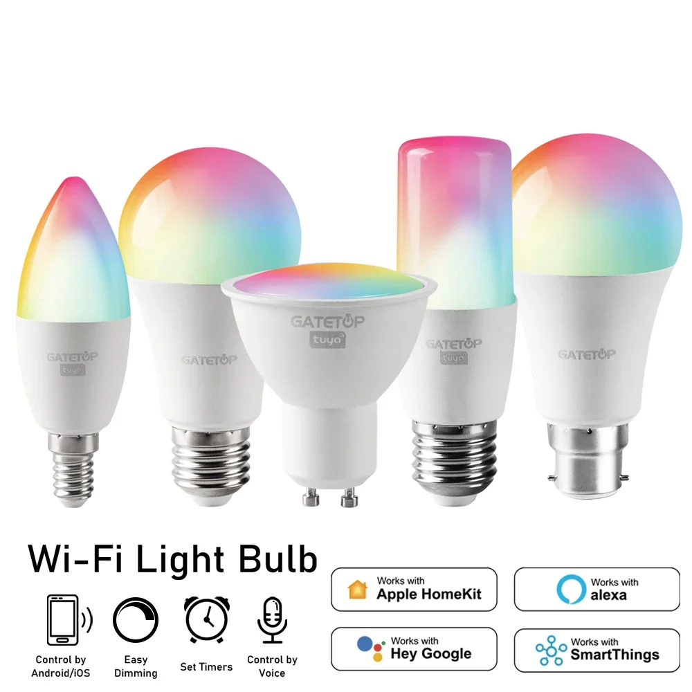 Ampoule LED intelligente Gu10 C37 A60 T37 RGB, variable, Tuya E14 E27 B22, lampe magique Wifi, AC 110V 220V, fonctionne avec Alexa Google Home