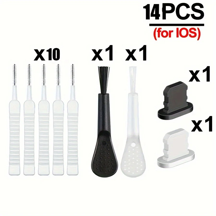 14-teiliges Typ-C-Handy-Ladeanschluss-Staubstecker- und Reinigungswerkzeug-Set USB-C-Telefonanschluss-Staubstecker für iPhone 15 Pro Max USB-C