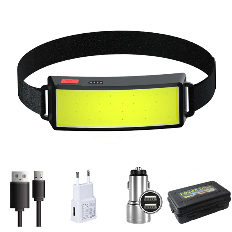 Neue Upgrade Tragbare LED Kopf Lampe Eingebaute 1200mah Batterie COB Scheinwerfer USB-C Wiederaufladbare Wasserdichte Taschenlampe Camping Taschenlampe